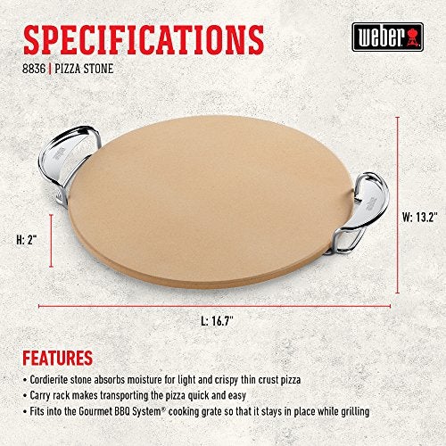 Weber Gourmet BBQ System Pizza Stone with Carry Rack,16.7" Long - Image 4