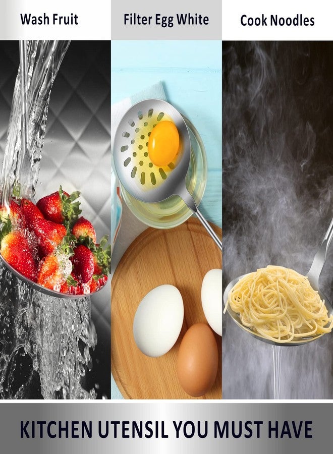 يمي ملعقة قلي مثقبة من ييمي، مصنوعة من الفولاذ المقاوم للصدأ 304 المتين، مزودة بمقبض مريح بتقنية التفريغ، مقاومة للحرارة، مثالية كهدية، طولها 14.8 بوصة. - Image 4