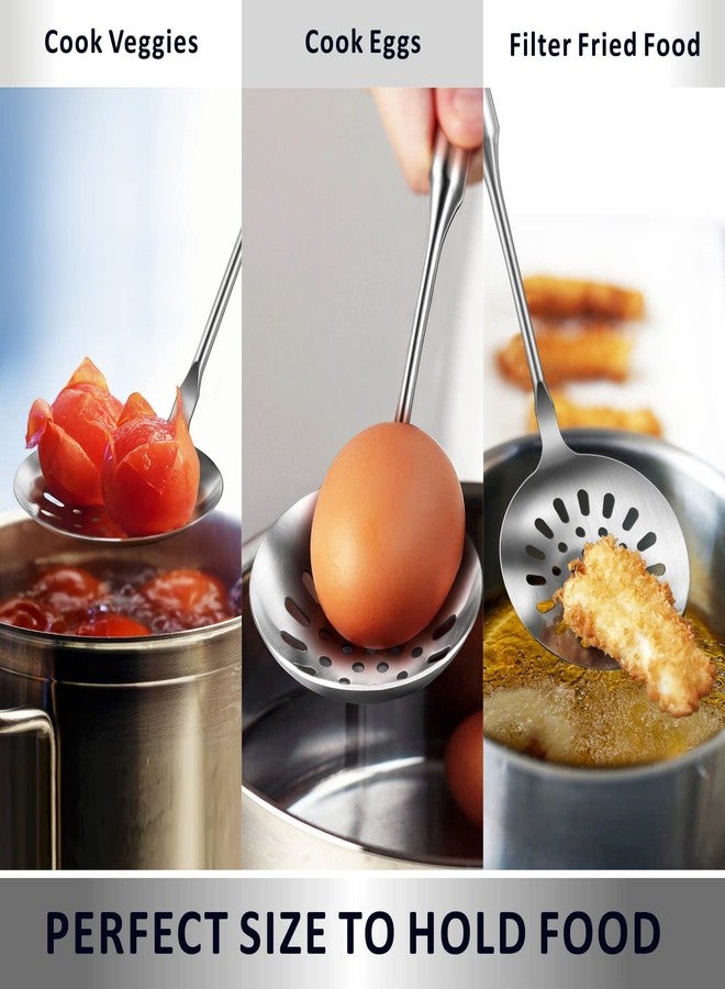 يمي ملعقة قلي مثقبة من ييمي، مصنوعة من الفولاذ المقاوم للصدأ 304 المتين، مزودة بمقبض مريح بتقنية التفريغ، مقاومة للحرارة، مثالية كهدية، طولها 14.8 بوصة. - Image 3