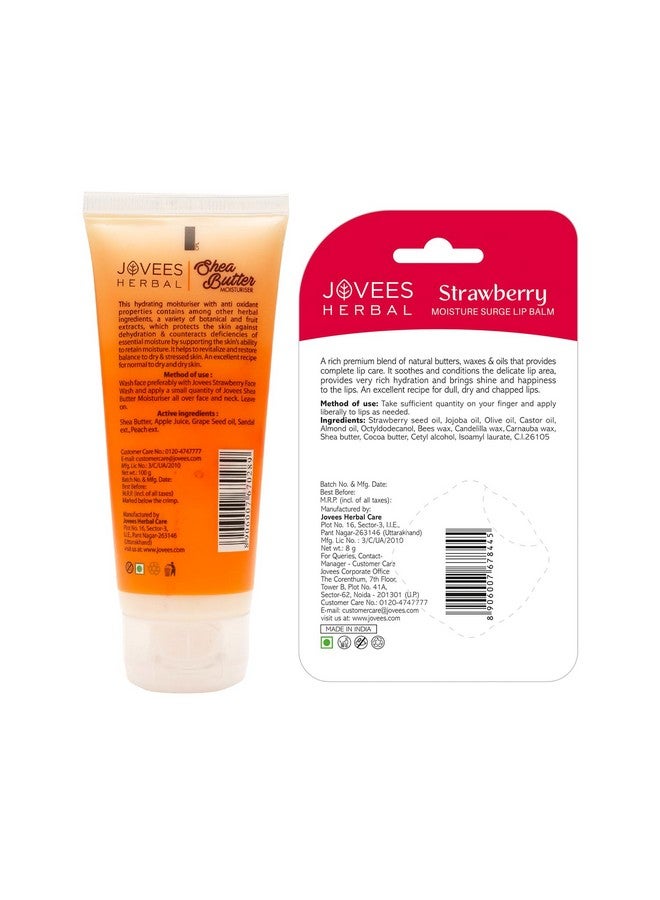Jovees Herbal Shea Butter Moisturizer For Reduces Skin Inflammation & Restores Hydration And Strawberry Moisture Surge Lip Balm | 24-Hour Hydration | Gives Soft & Shiny Lips - Image 2