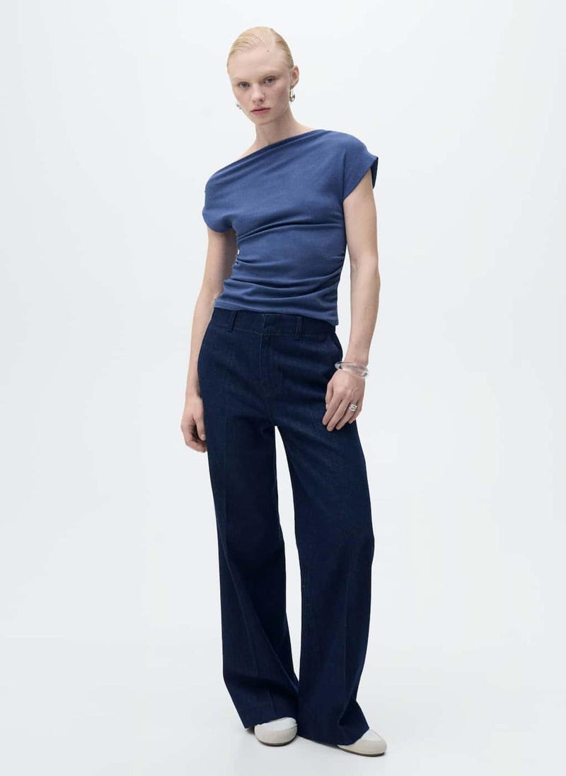 MANGO - Casual Asymmetrical Linen Top - Image 1