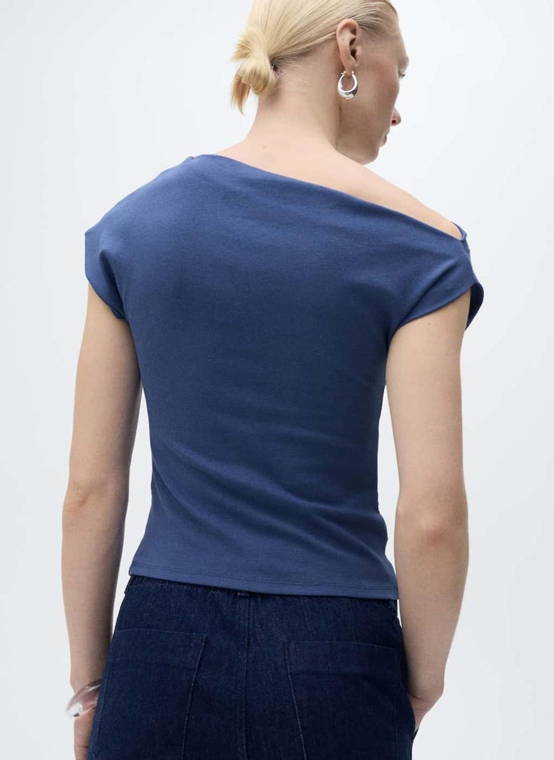 MANGO - Casual Asymmetrical Linen Top - Image 1