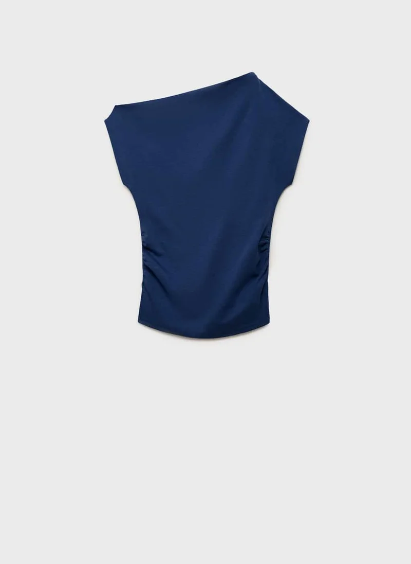 MANGO Casual Asymmetrical Linen Top