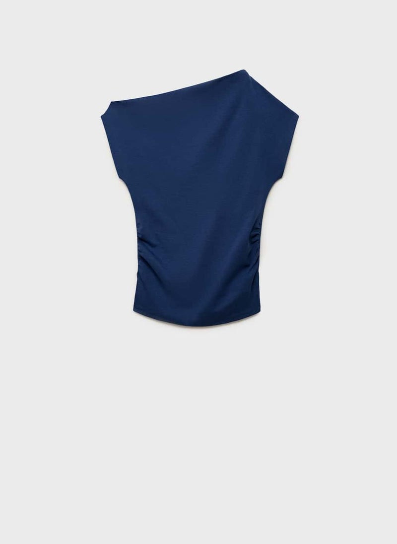 MANGO - Casual Asymmetrical Linen Top - Image 1