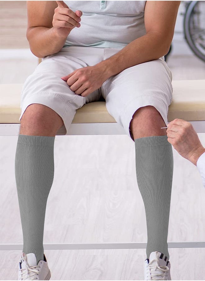 VITION 5 Packs Men and Women's Compression Socks 15-20 mmHg Moderate Pressure Medical Quality Support Best Comfort Fit Moisture Wicking Circulation Travel Grey/Skin L/XL - Image 4