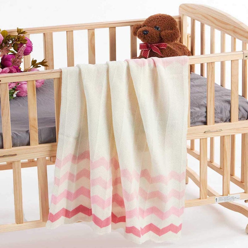 Cozyholy Baby Blankets for Girls Nursery Swaddling Receiving Blankets Cute Chevron Knit Blanket Pink Newborn Baby Girl Crib Blanket, 40x30 inch - Image 2