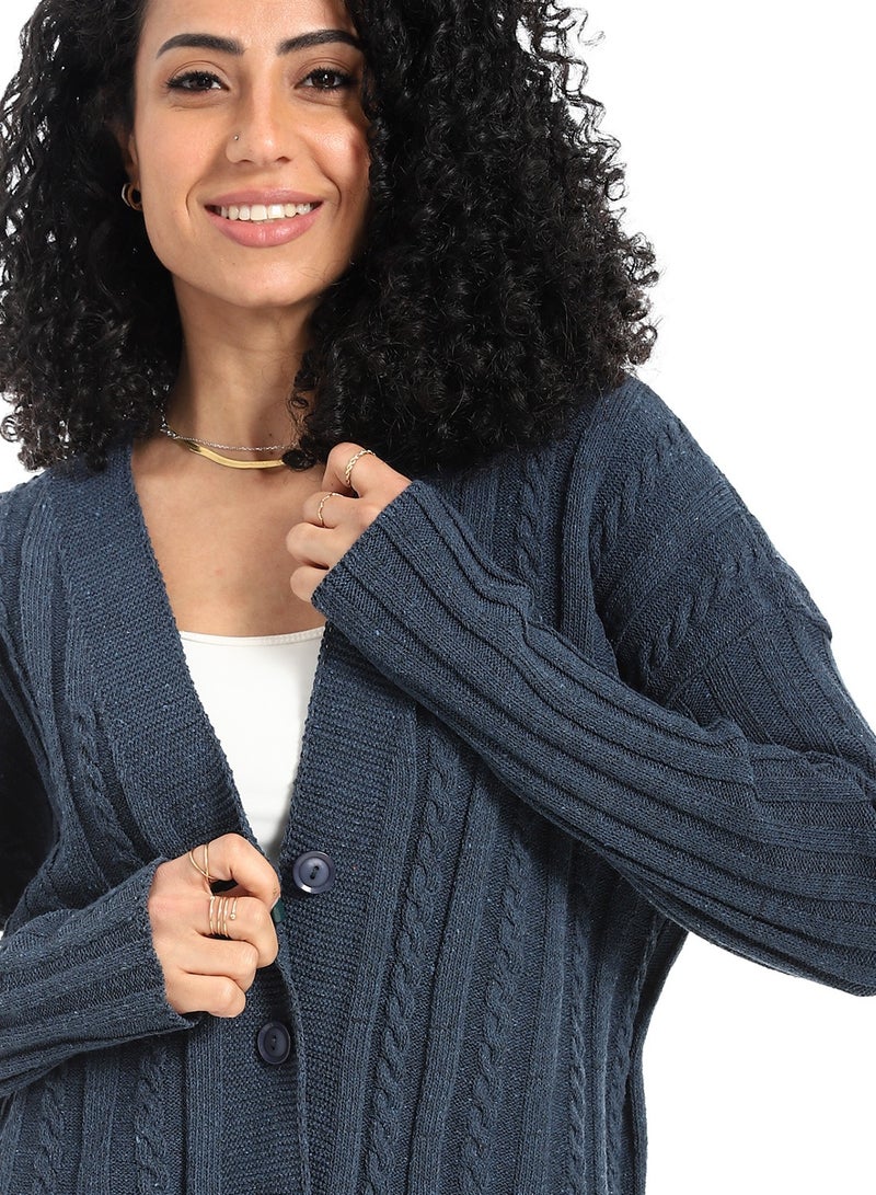 سيزار كارديجان صوف حريمي طويل بزراير من الأمام - Image 5