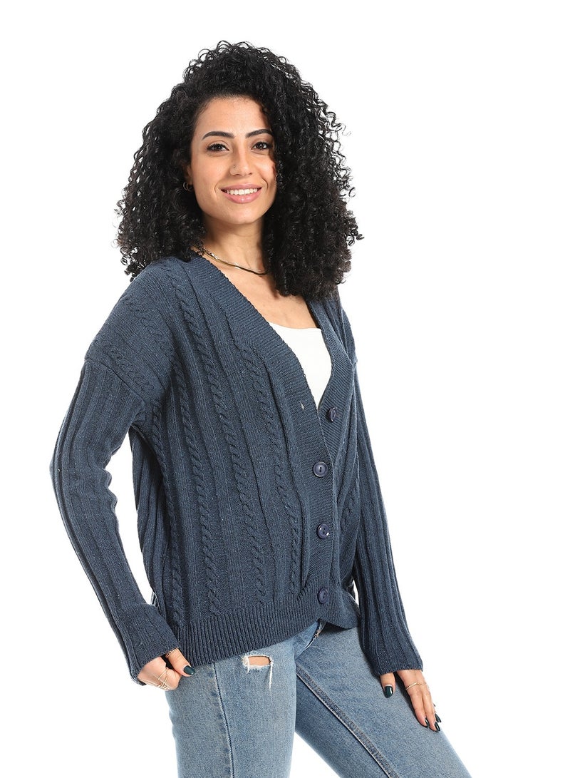 سيزار كارديجان صوف حريمي طويل بزراير من الأمام - Image 3