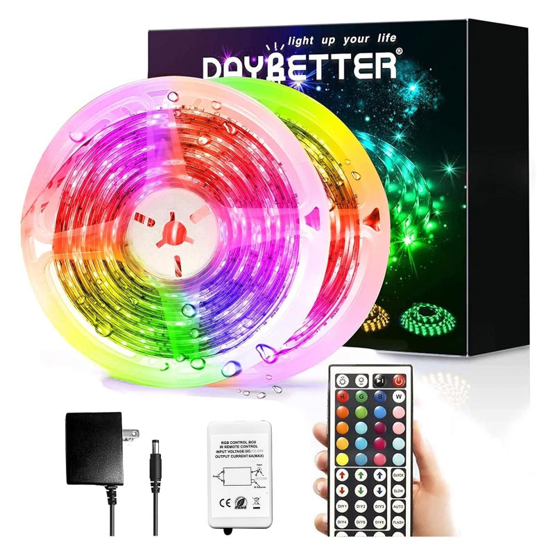 DAYBETTER Led Strip Lights Waterproof, 32.8ft(2 Rolls of 16.4ft) Led Tape Lights Color Changing 300 LEDs Light Strips Kit with 44 Keys Ir Remote Controller and 12v Power Supply for Indoor Outdoor Use - Image 1