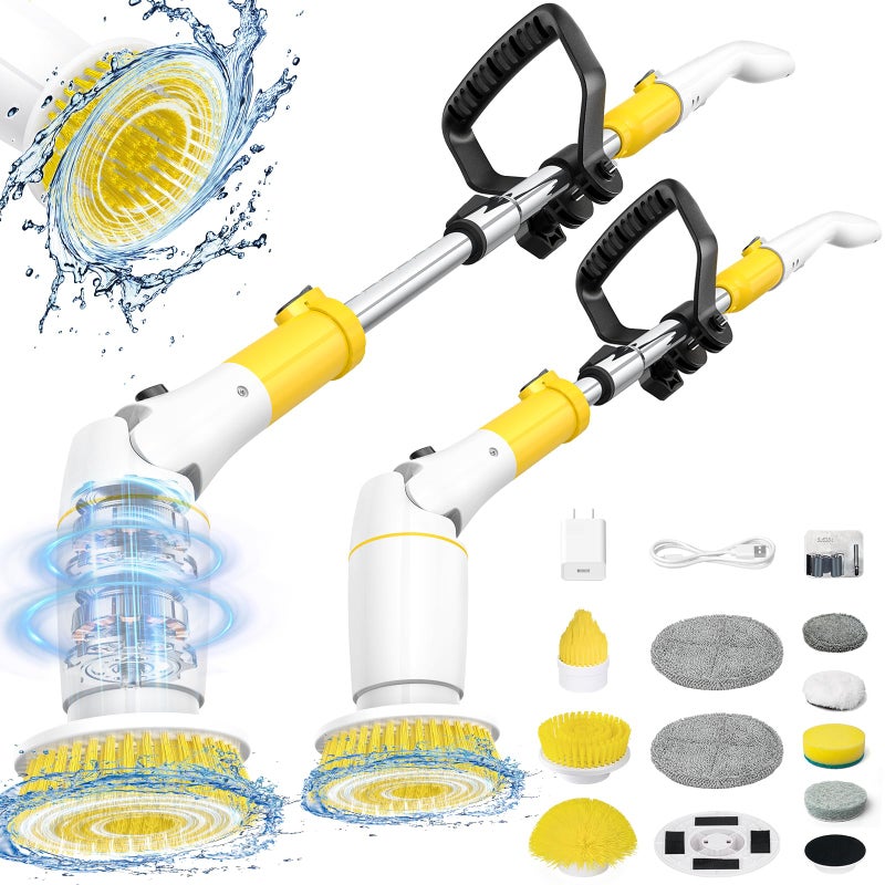 StarVal فرشاة تنظيف كهربائية ستار فال دوارة بدون سلك مع 9 رؤوس فرش قابلة للاستبدال