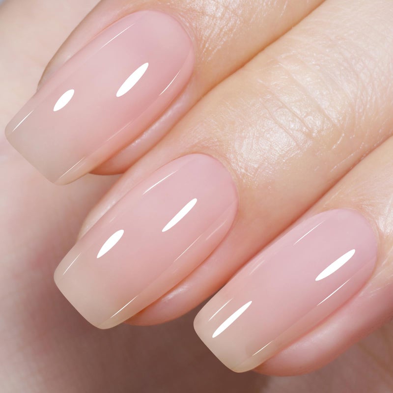 AILLSA Milky Pink Nude Gel Nail Polish, 15ml Translucent Soak Off UV LED Light Cure Gel Polish, Long Lasting for French Nail Art Salon DIY Manicure at Home - Image 1