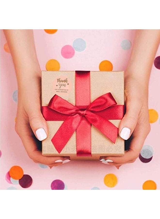 Premify ملصقات شكر بحجم 1.5 بوصة، 600 قطعة باللون الوردي مع طباعة ذهبية وردية ملصقات شكر لتغليف الخبز، أختام الأظرف للأعمال الصغيرة، عيد الميلاد، تغليف هدايا الحفلات - Image 5