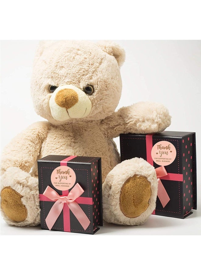 Premify ملصقات شكر بحجم 1.5 بوصة، 600 قطعة باللون الوردي مع طباعة ذهبية وردية ملصقات شكر لتغليف الخبز، أختام الأظرف للأعمال الصغيرة، عيد الميلاد، تغليف هدايا الحفلات - Image 3