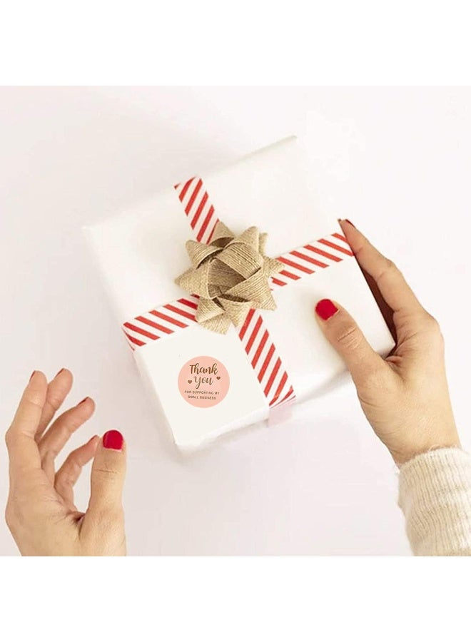 Premify ملصقات شكر بحجم 1.5 بوصة، 600 قطعة باللون الوردي مع طباعة ذهبية وردية ملصقات شكر لتغليف الخبز، أختام الأظرف للأعمال الصغيرة، عيد الميلاد، تغليف هدايا الحفلات - Image 2