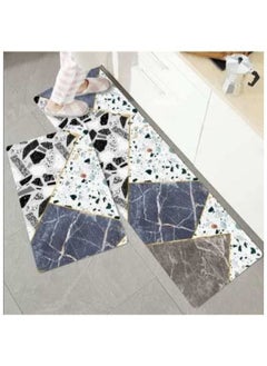 MahMir Kitchen Mat Set-Cushioned Anti-Fatigue Runner Floor Comfort mats-kitchen rugs 2 pcs Set-Help relieve pressure while cooking-Non-slip Mat for all Rooms & Bathrooms too (Marble style)  - Image 1