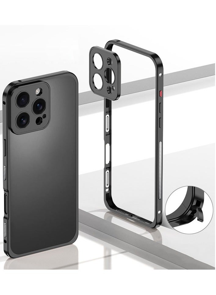 general Case Compatible with iPhone 16 Pro Cover with Lens Cap, Rugged PC Frame Case Ultra-Thin Lightweight Shockproof Protective Cover for iPhone 16 Pro