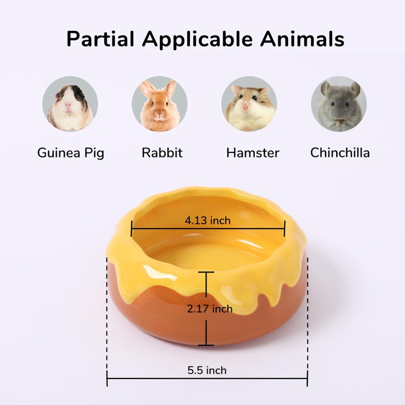 tafit Guinea Pig Food Bowl Hamster Ceramic Water Dish Anti-Spill & Prevent Tipping Rabbit Feeding Bowl for Guinea Pig, Syrian Hamster, Bunny, Rat, Chinchilla, Squirrel, Small Animal (Honey Orange) - Image 5