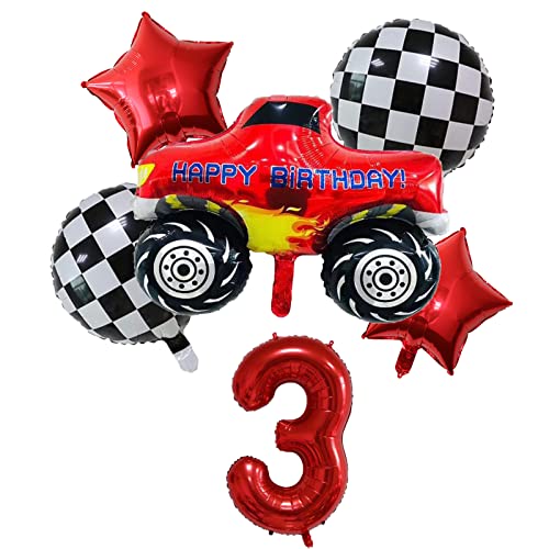 ALY 6PCS Monster Truck Foil Balloons for Kids 3rd Birthday Baby Shower Car Theme Party Decorations Monster Truck 3rd Birthday - Image 1