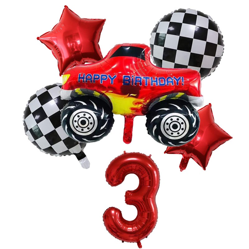 ALY 6PCS Monster Truck Foil Balloons for Kids 3rd Birthday Baby Shower Car Theme Party Decorations Monster Truck 3rd Birthday - Image 2