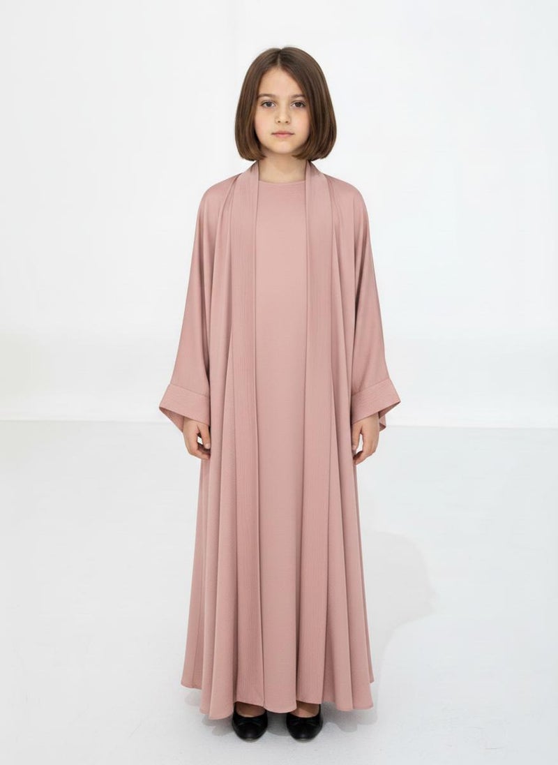 MSquare Fashion Pink Premium 3-Piece Kids Abaya Set  Lightweight Harir Maqsood Modest Wear for Girls - Image 1