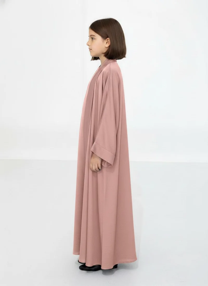أم سكوير فاشن Pink Premium 3-Piece Kids Abaya Set  Lightweight Harir Maqsood Modest Wear for Girls