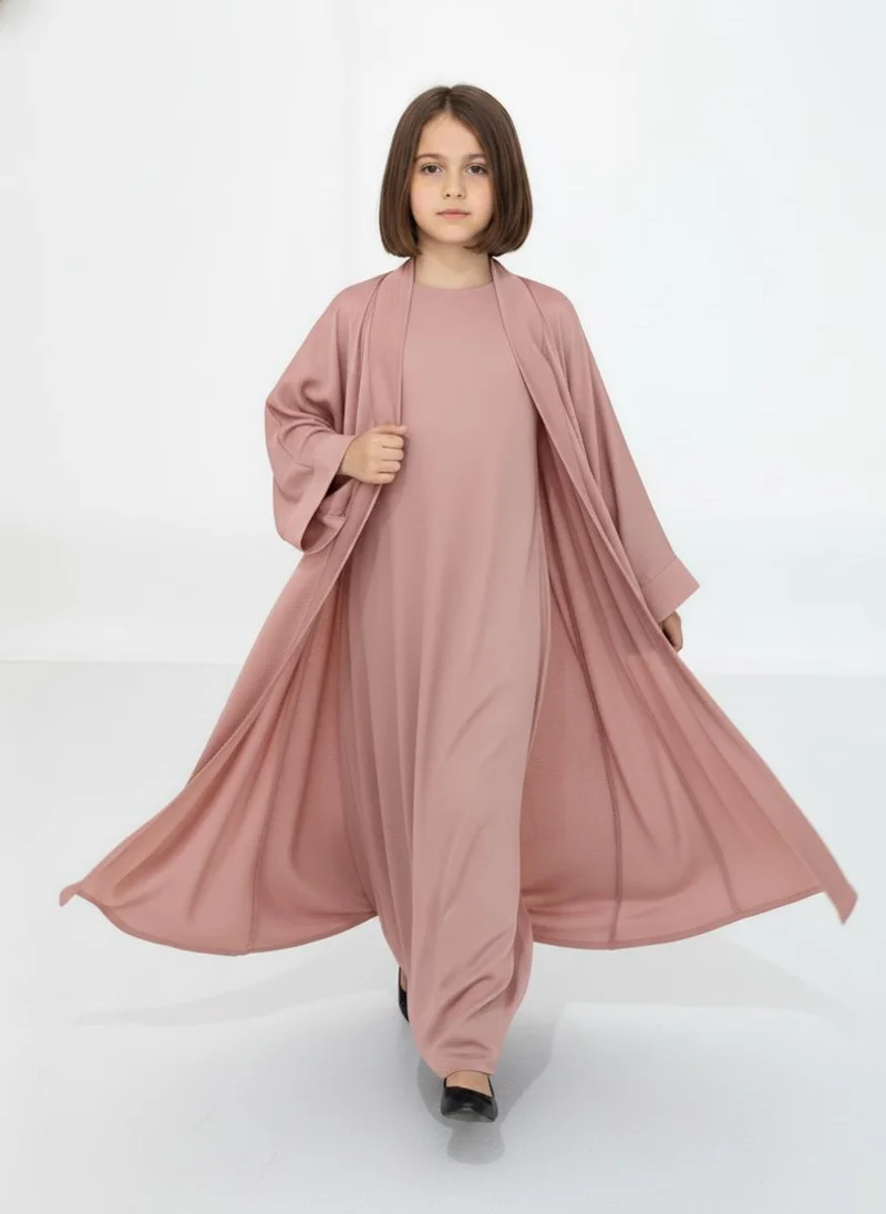 MSquare Fashion  Pink Premium 3-Piece Kids Abaya Set  Lightweight Harir Maqsood Modest Wear for Girls for Women | Best Price UAE