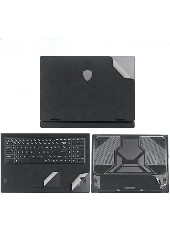 Laptop Decal Cover Compatible with MSI Vector 18 HX AI A2XWHG 2025 18 inch Anti-Scratch Sticker Three Sided Leather Monochrome Notebook Film - Image 1