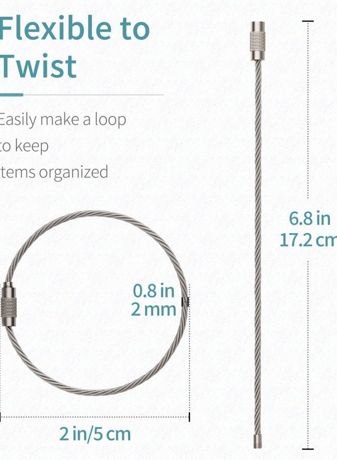 Pawfly 25 Pack Wire Keychain Cable 6 inch Stainless Steel Key Ring Loop for Outdoor Hiking - Image 2