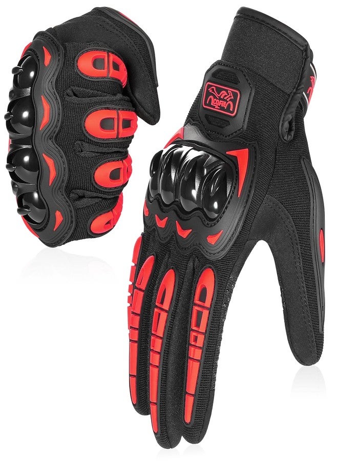 COFIT Motorcycle Gloves Breathable, Touchscreen Motorbike Gloves Anti-Slip with Good Grip Hard Knuckles Protection for Men Women Motocross, BMX ATV MTB Cycling, Road Racing - Red M - Image 1