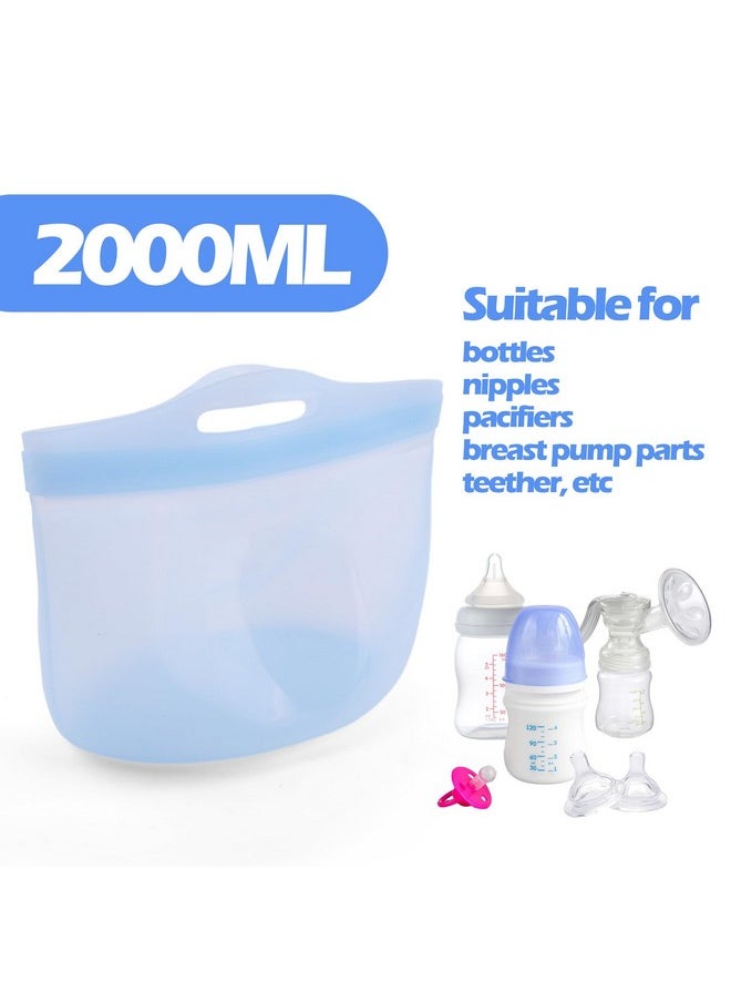 PalkSky Large Silicone Microwave Steam Bags For Baby Bottles Reusable Silicone Steaming Bags For Breast Pump Parts Pacifiers Nipples Teethers Soother For Mom Home And Travel Blue  - Image 2