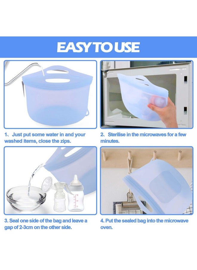 PalkSky Large Silicone Microwave Steam Bags For Baby Bottles Reusable Silicone Steaming Bags For Breast Pump Parts Pacifiers Nipples Teethers Soother For Mom Home And Travel Blue  - Image 4