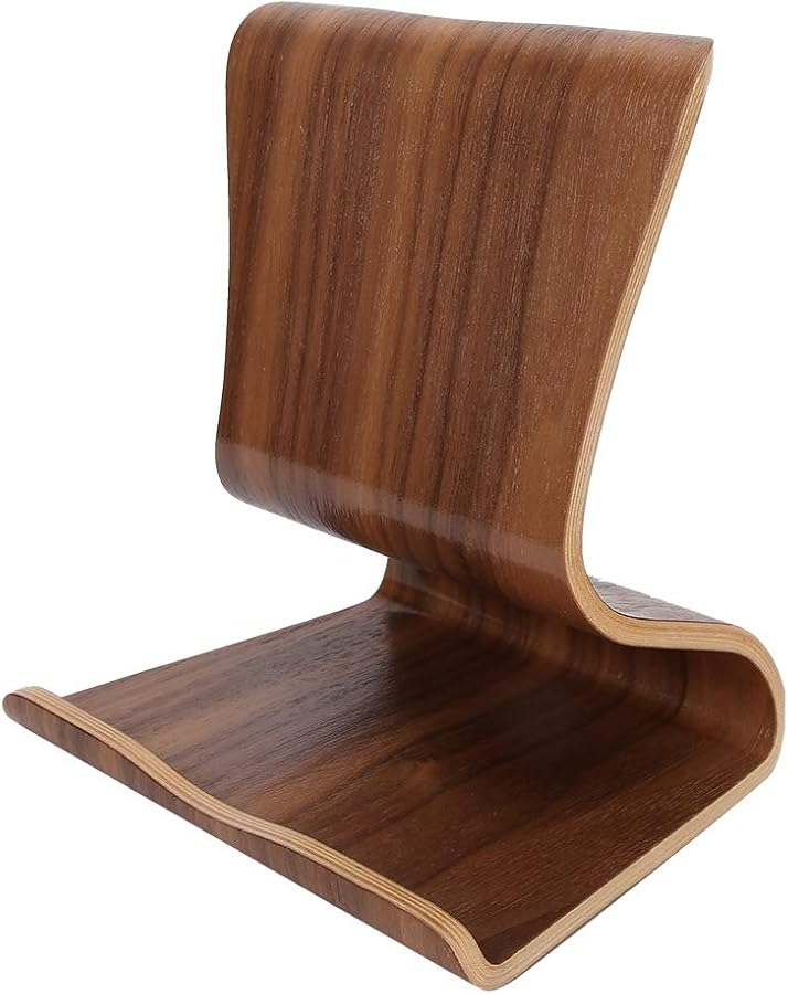 حامل هاتف خشبي بني للطاولة الجانبية للسرير أو المكتب مع حامل لوحي قوي - Image 2