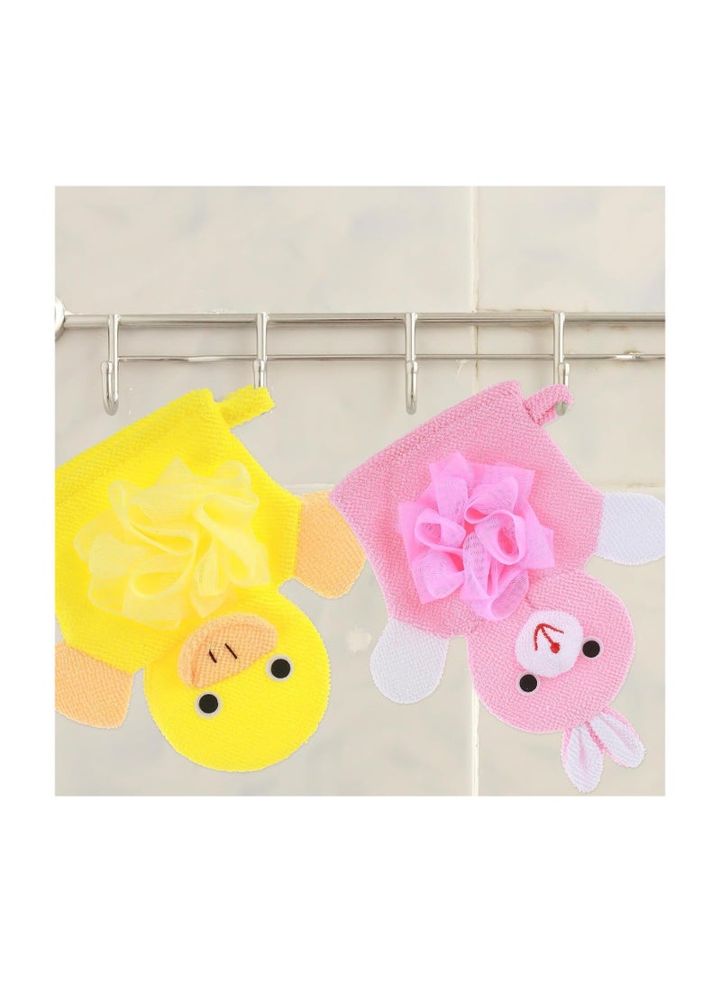 2 Pcs Bath Mitt Washcloths Gloves, Cute Cartoon Exfoliating Glove Body Scrubber, Gentle Soft Scrub Bath Loofahs Sponges for Kids Shower Washing  - Image 5
