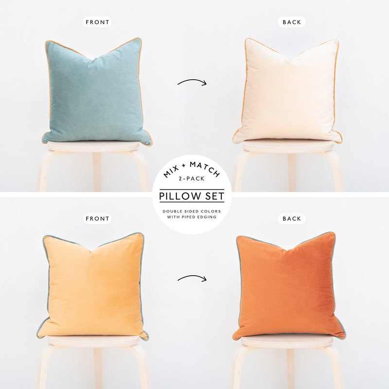 MONDAY MOOSE Decorative Throw Pillow Covers Cushion Cases  Set of 2 Soft Velvet Modern Double-Sided Designs  Mix and Match for Home Decor  Pillow Inserts Not Included (16x16 inch  Orange/Teal) - Image 4