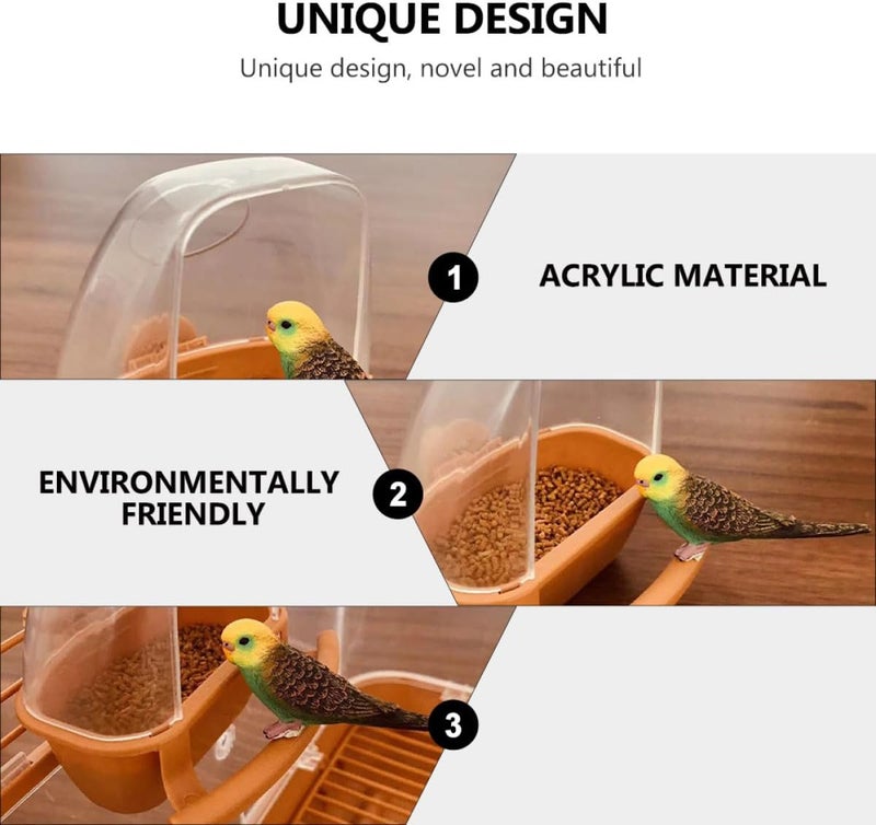 VOSAREA 2pcs Plastic Anti-Spill Bird Feeder Cups for Cage Parrot Food Box with Perch, Outdoor and Indoor Pet Bird Feeding Supplies - Image 3