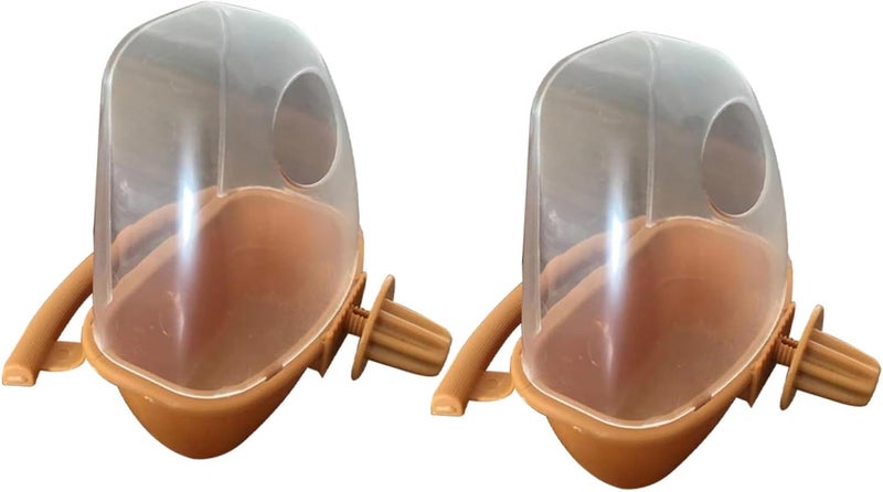 VOSAREA 2pcs Plastic Anti-Spill Bird Feeder Cups for Cage Parrot Food Box with Perch, Outdoor and Indoor Pet Bird Feeding Supplies - Image 1
