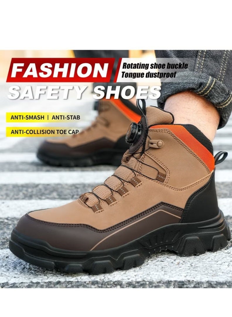 Safety Shoes Men Lightweight Fashion Rotating Button Work Shoes Air Cushion Breathable Sports Shoes Steel Toe Cap Shoes - Image 3
