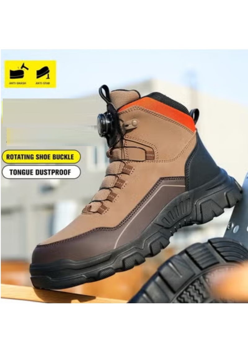 Safety Shoes Men Lightweight Fashion Rotating Button Work Shoes Air Cushion Breathable Sports Shoes Steel Toe Cap Shoes - Image 1
