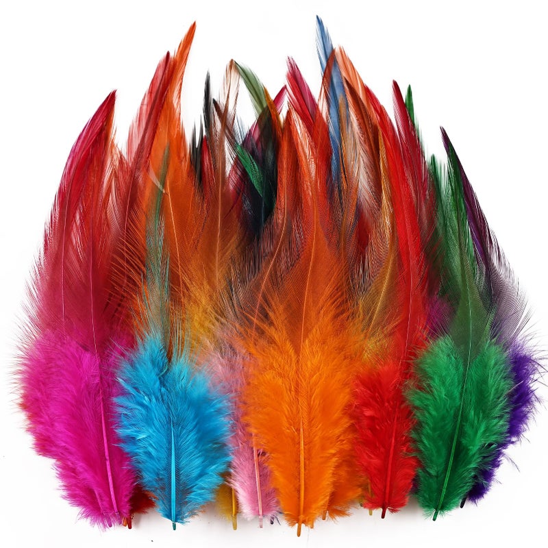 whitefeather Feathers for Crafting,240pcs 5-7inch Colorful Craft Rooster Feathers,Saddle Hackle Feather,Bulk Feathers for Wedding Home Party,Dream Catcher Supplies and DIY Crafts - Image 1