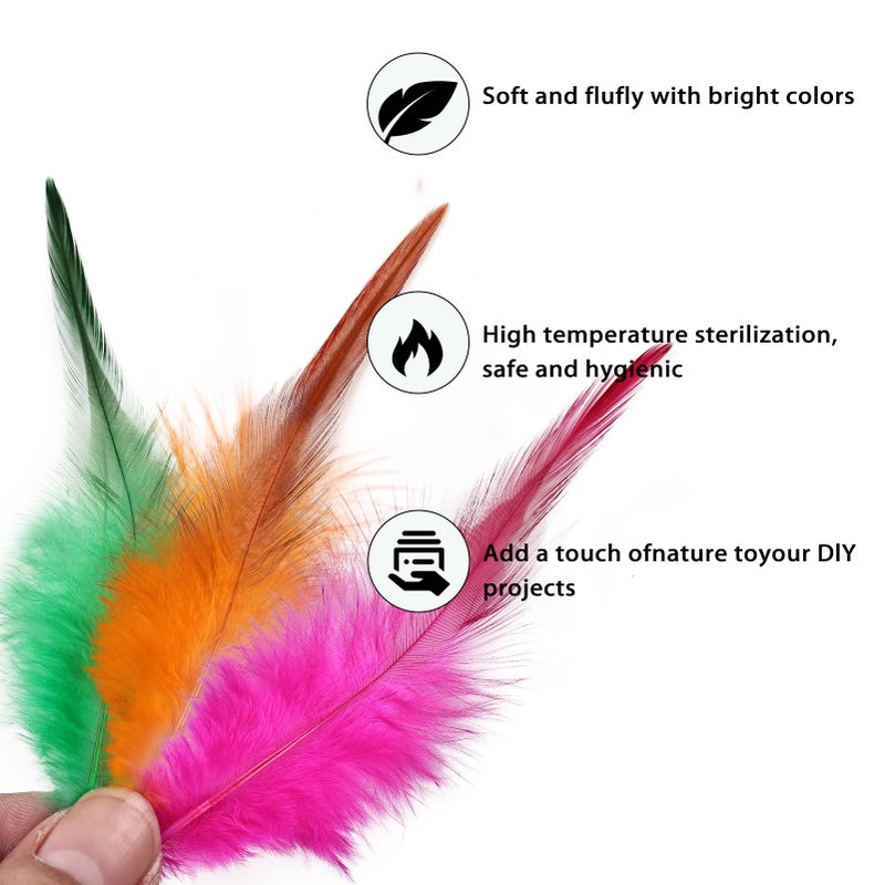 whitefeather Feathers for Crafting,240pcs 5-7inch Colorful Craft Rooster Feathers,Saddle Hackle Feather,Bulk Feathers for Wedding Home Party,Dream Catcher Supplies and DIY Crafts - Image 3