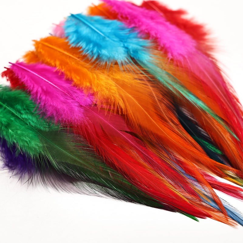 whitefeather Feathers for Crafting,240pcs 5-7inch Colorful Craft Rooster Feathers,Saddle Hackle Feather,Bulk Feathers for Wedding Home Party,Dream Catcher Supplies and DIY Crafts - Image 4