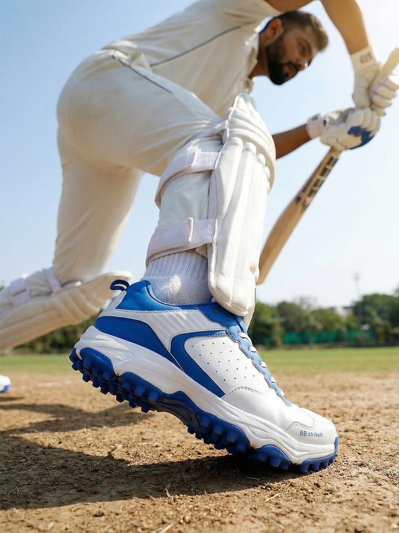 Bacca Bucci Striker Cricket Shoes Unleash Precision, Power, and Performance on the Pitch Blue and White UK 12 - Image 4