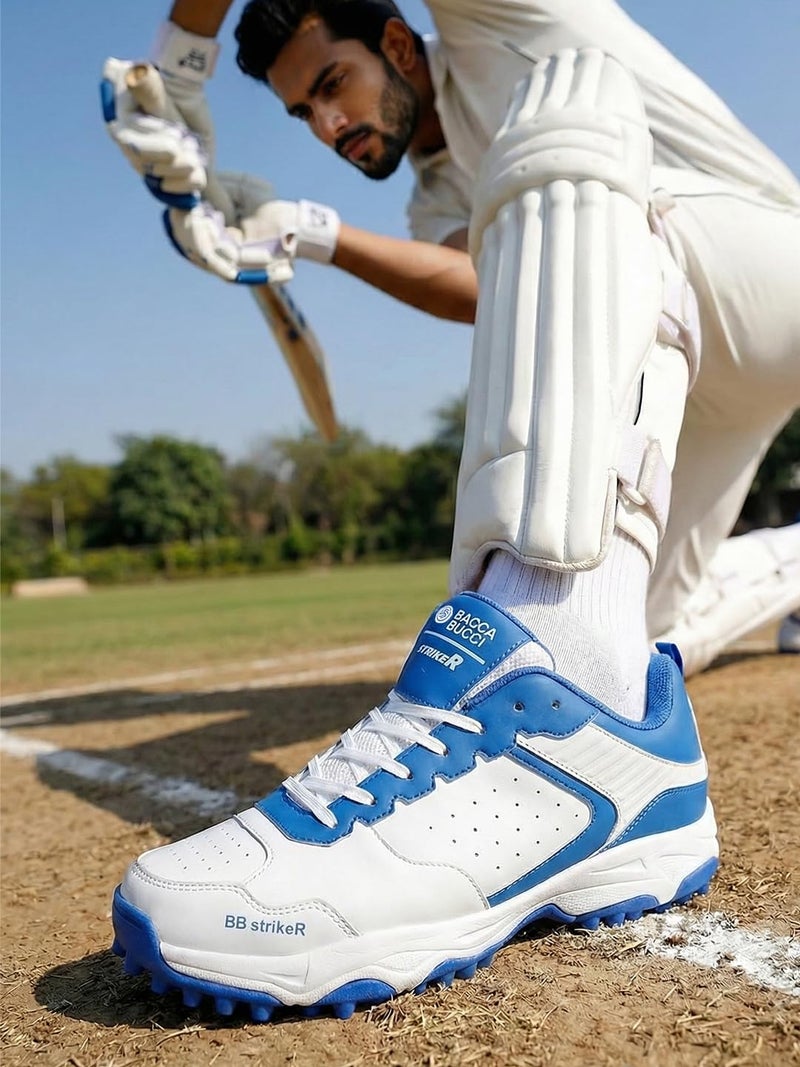 Bacca Bucci Striker Cricket Shoes Unleash Precision, Power, and Performance on the Pitch Blue and White UK 12 - Image 3