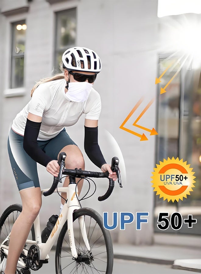 Beauenty 2 Pairs Uv Protection Cooling Arm Sleeves Face Mask Set-Sun Protective Face Mask Long Sleeves For Men Women,  For Running, Golf, Basketball, Cycling, Covering Tattoos. - Image 3