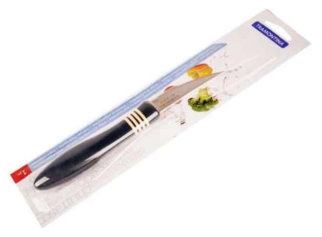 TRAMONTINA Stainless Steel Kitchen Knife with Durable Black Plastic Handle, 7.62cm, 1-Piece, Cor&Cor Series – Versatile for Cutting, Slicing, and Chopping - Designed for High Performance and