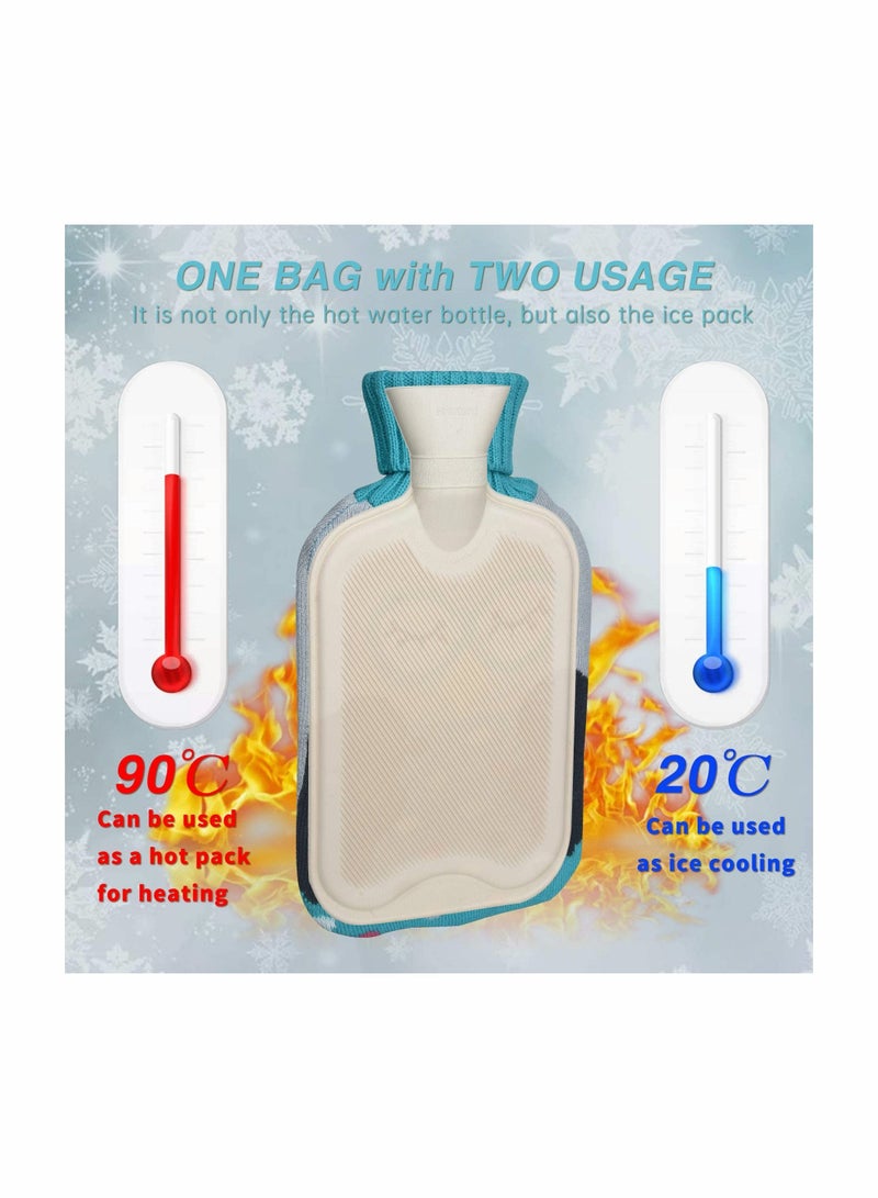 2L Hot Water Bottles with Removable Knitted Cover Washable Comfortable Natural Rubber Warm Bag for Neck Shoulders Back Legs Waist - Image 4