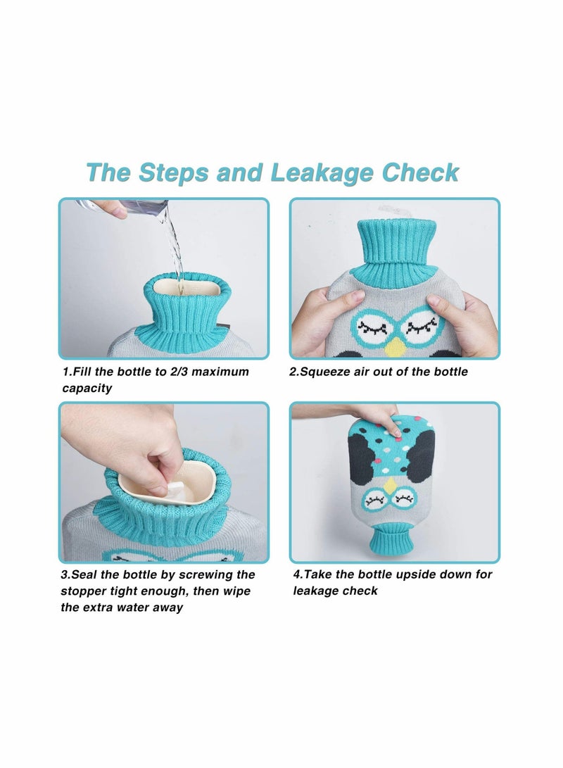 2L Hot Water Bottles with Removable Knitted Cover Washable Comfortable Natural Rubber Warm Bag for Neck Shoulders Back Legs Waist - Image 3