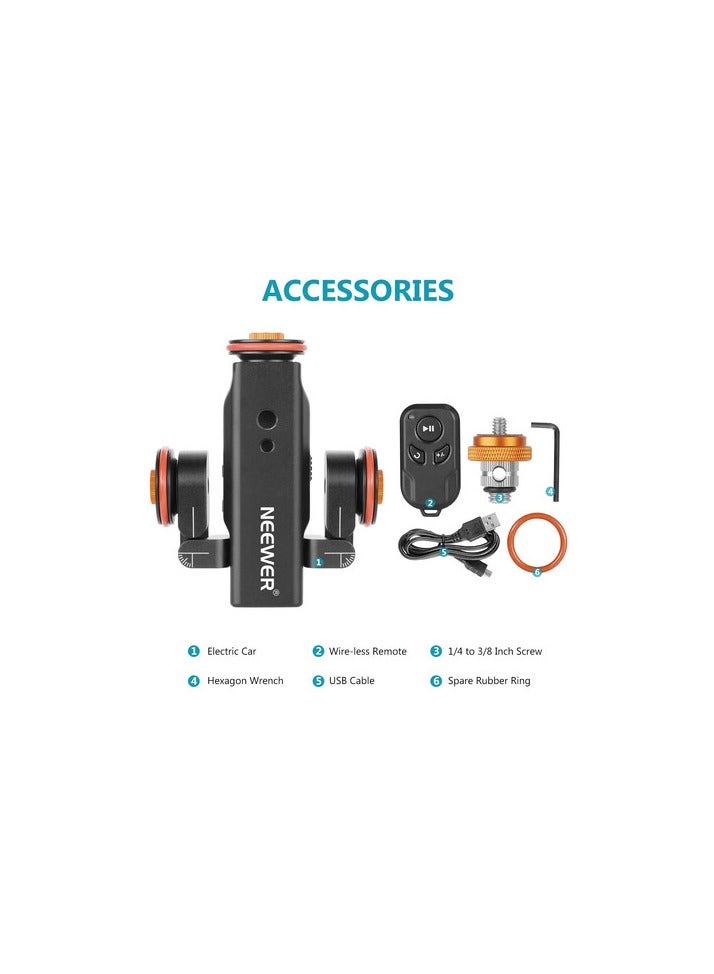 Neewer 3-Wheels Wireless Video Camera Dolly – 3-Speed Motorized Autodolly with Remote (Supports 3 kg Load) - Image 2