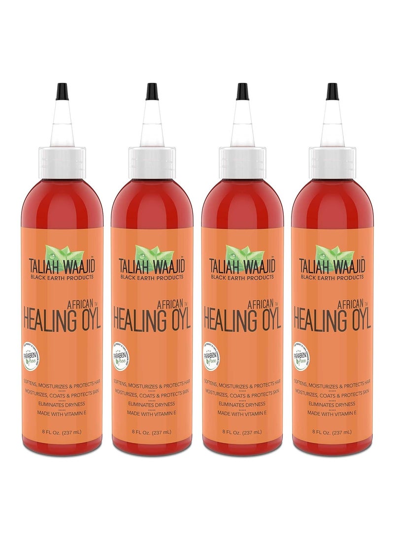 TALIAH WAAJID Taliah Waajid Black Earth Products African Healing Oyl | Total Body Oil | Softens, Moisturize, Coats, and Protects Hair & Skin | Infused with Vitamin E, Olive Oil, and Sunflower Oil- 8oz (T128) 4-Pack - Image 1