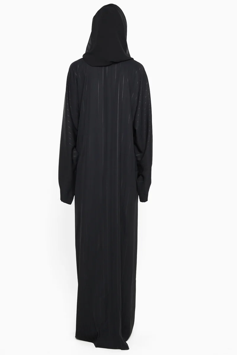 النخبة A classy abaya with shimmering stripe detailing -AJ541A